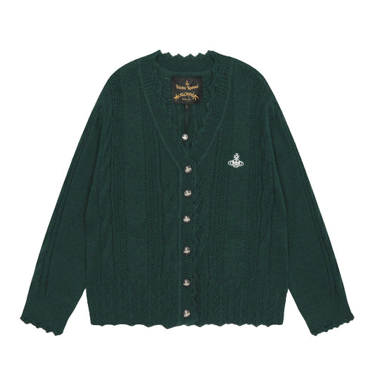 Vivienne Westwood Lace-Trimmed Cotton-Wool Cardigan