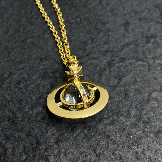 Vivienne Westwood Minimalist Planet Crystal Necklace