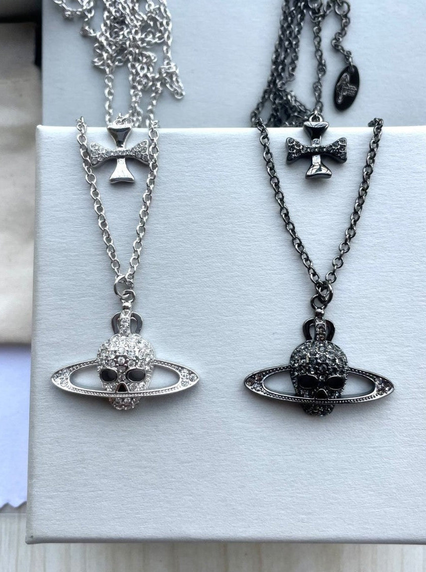 Vivienne Westwood Double-Layer Skull & Cross Necklace