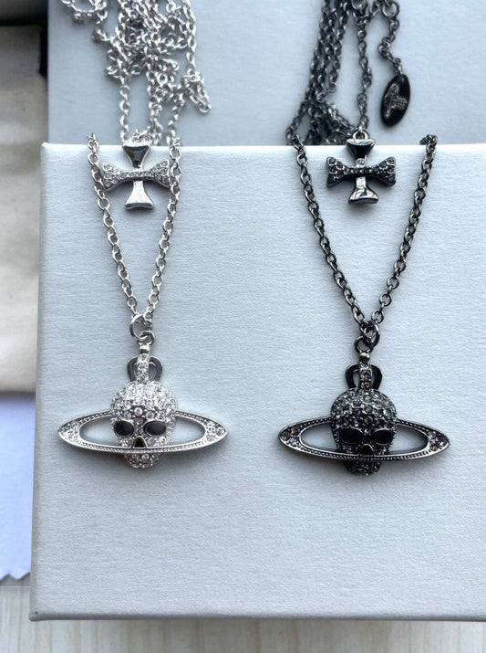 Vivienne Westwood Double-Layer Skull & Cross Necklace