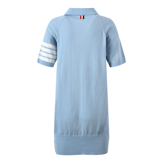 Thom Browne Women's Polo Collar Knitted Short Sleeve Dress - Premium Cotton Casual Dress