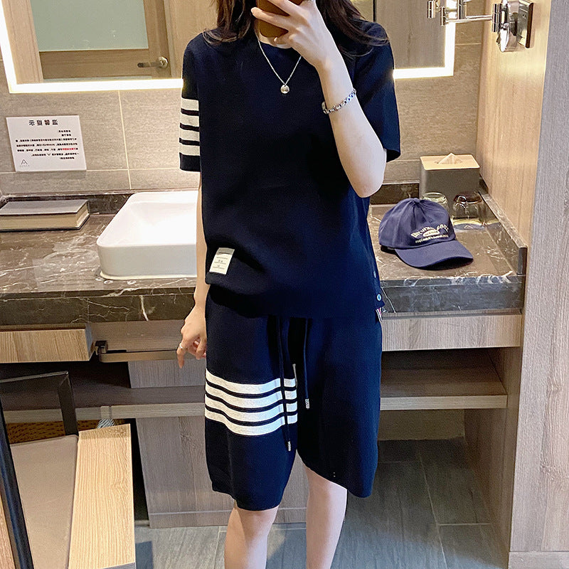 Thom Browne Women's Short-Sleeved Knitted Track Suit