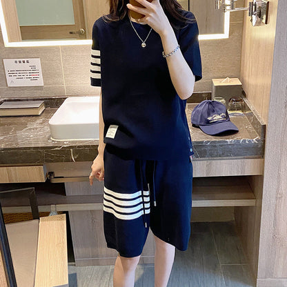 Thom Browne Women's Short-Sleeved Knitted Track Suit