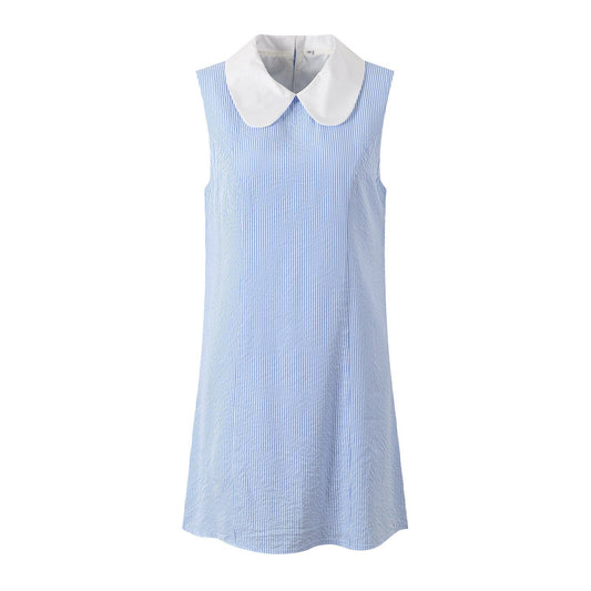 Thom Browne Blue & White Striped Contrast Collar Shirt Dress