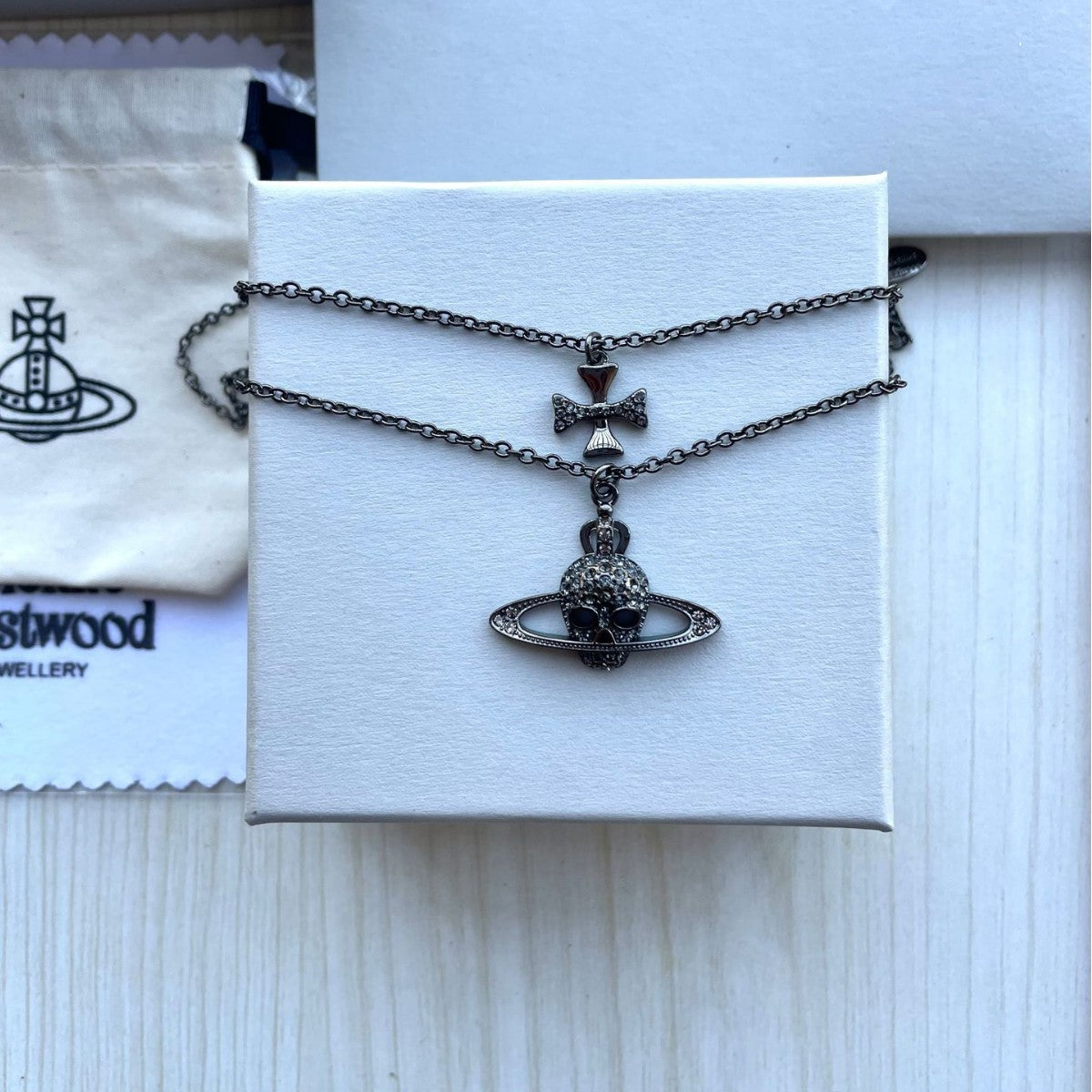 Vivienne Westwood Double-Layer Skull & Cross Necklace