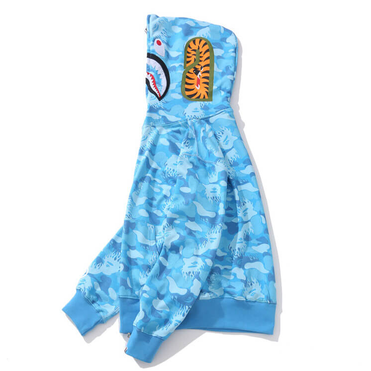 BAPE Blue & Red Camo Shark Hoodie