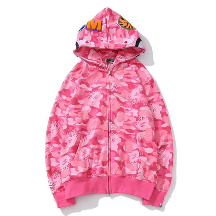 BAPE Blue & Red Camo Shark Hoodie