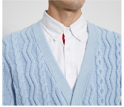 Classic Striped Cable Sweater Jacket THOM TREND