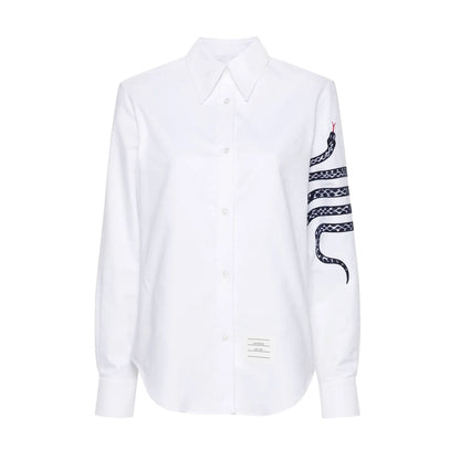 Thom Browne Snake Embroidered Denim Shirt