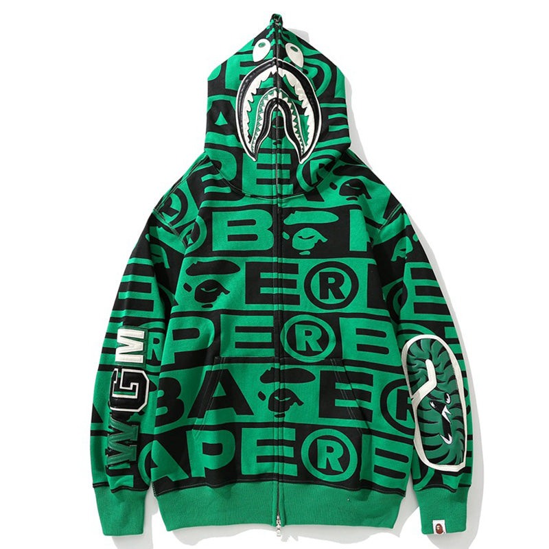 BAPE All-Over Logo Shark Zip Hoodie