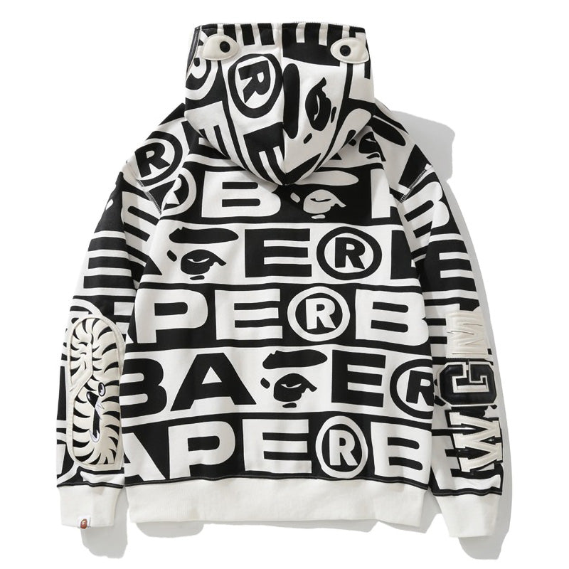 BAPE All-Over Logo Shark Zip Hoodie