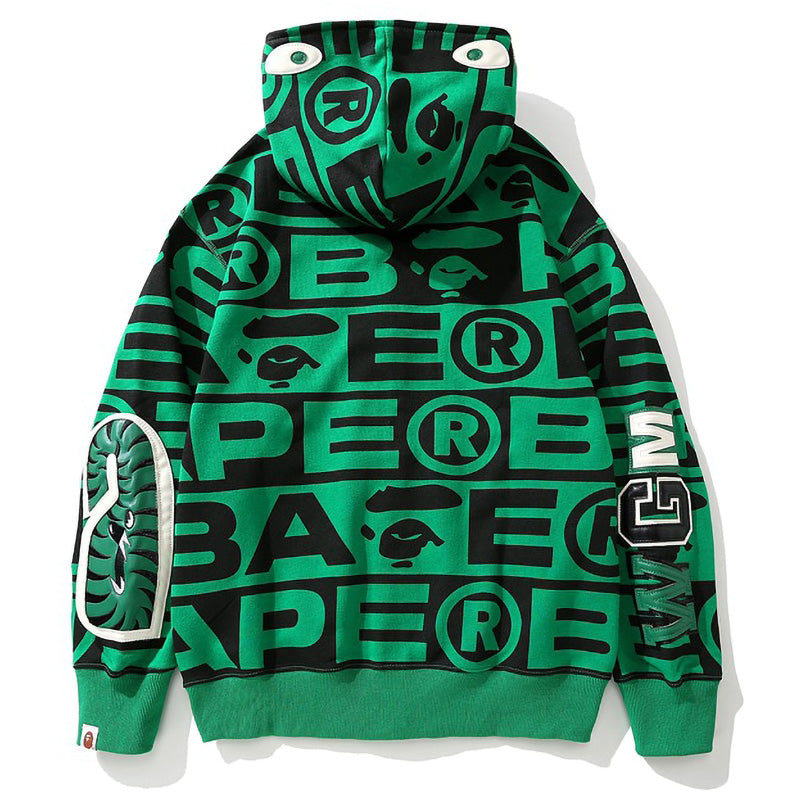 BAPE All-Over Logo Shark Zip Hoodie