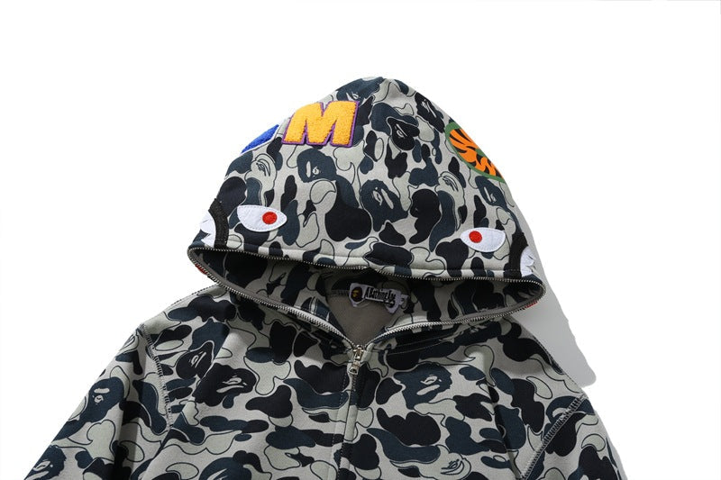 BAPE Camo Shark Hoodie - Grey Blue & Khaki