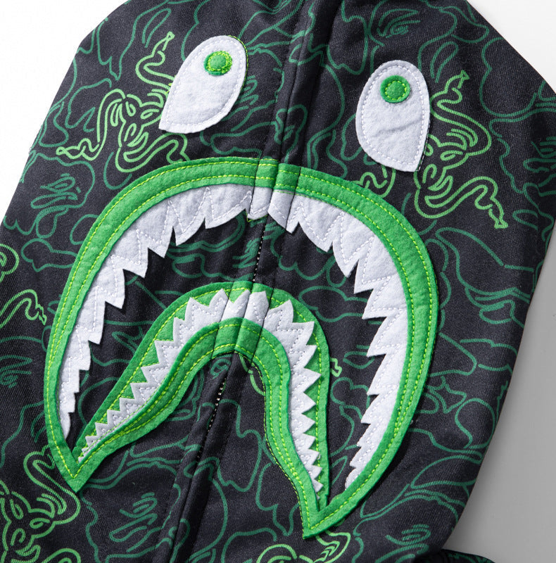 BAPE Green Shark Ape Head Zip Hoodie
