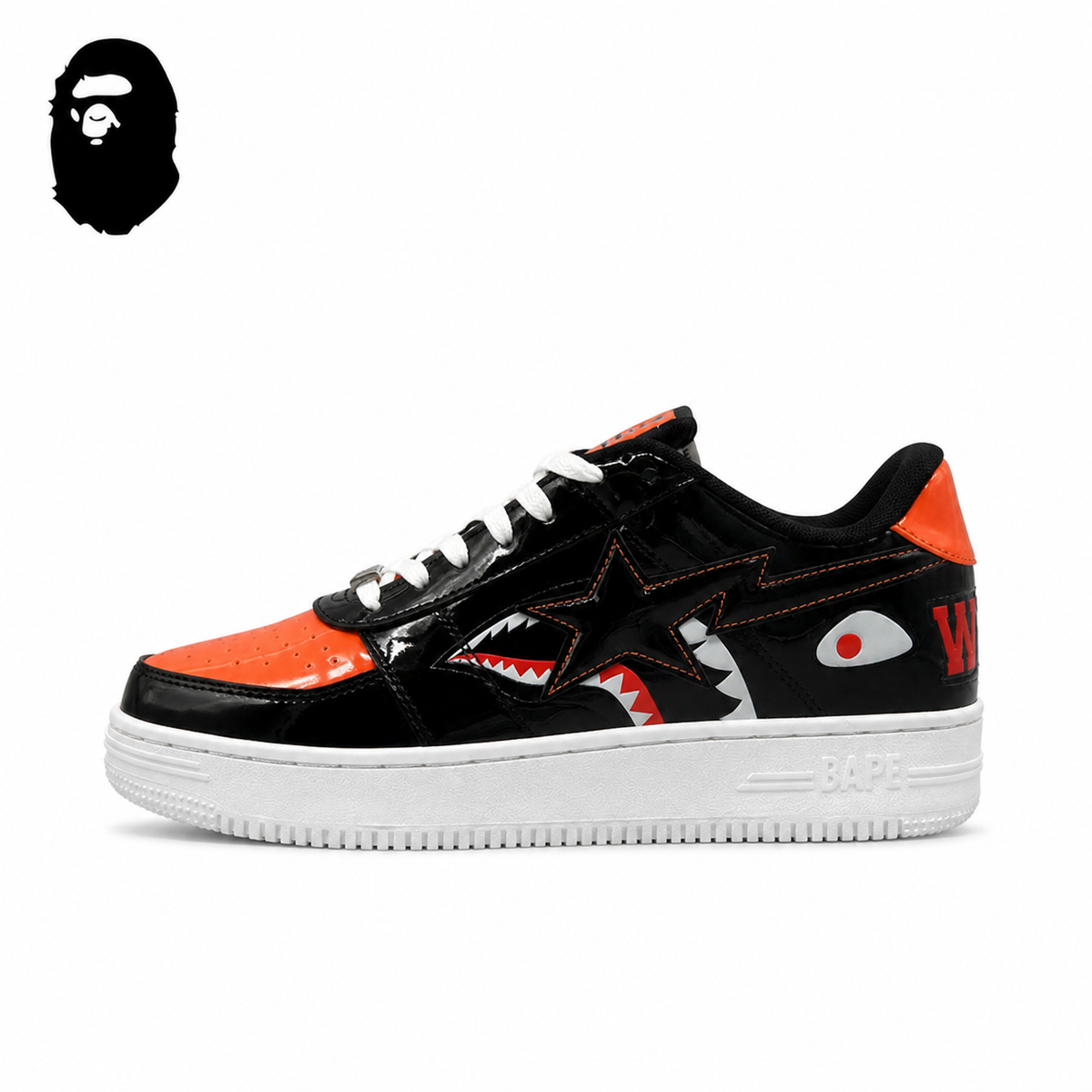 BAPE STA Mad Shark Low-Top Sneakers - Black/Orange