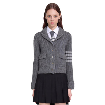 Thom Browne Feather Intarsia Cardigan | Women's Knit Button-Front Sweater