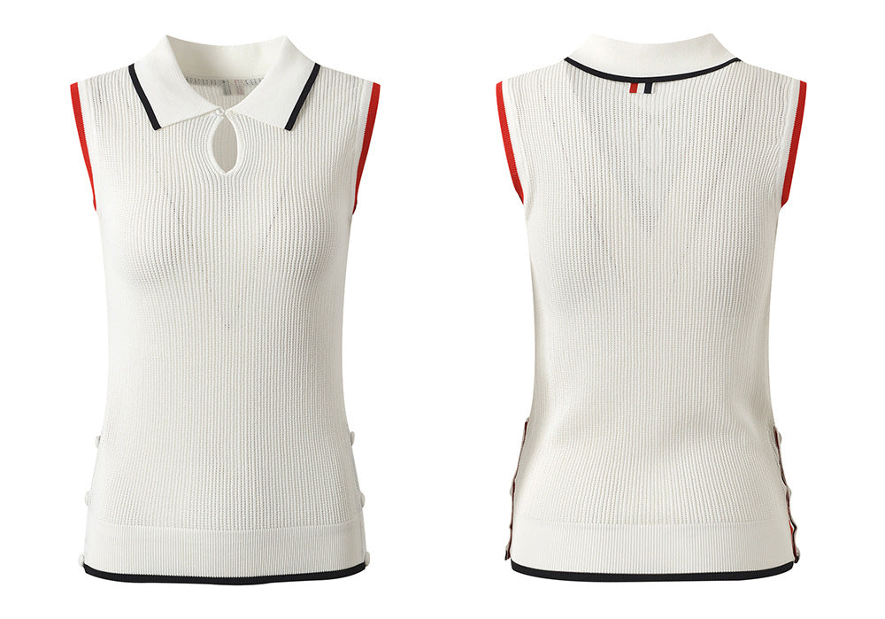 Thom Browne Women's Polo Neck Sleeveless Vest