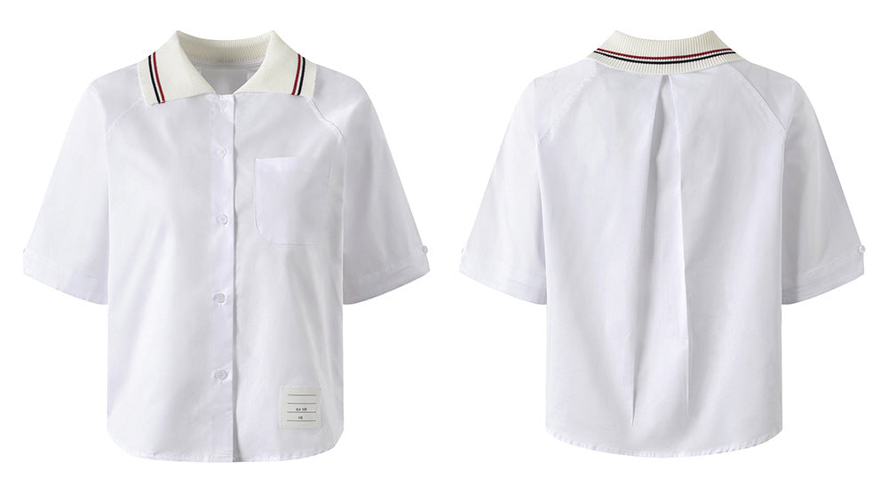 Thom Browne Ladies Lapel Short Shirt