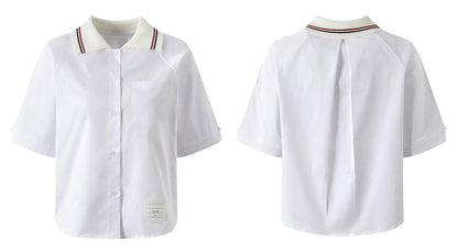 Thom Browne Ladies Lapel Short Shirt