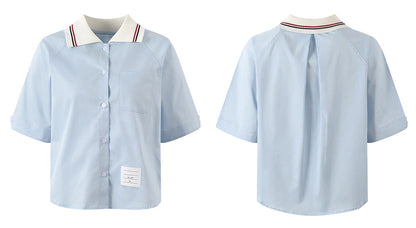 Thom Browne Ladies Lapel Short Shirt