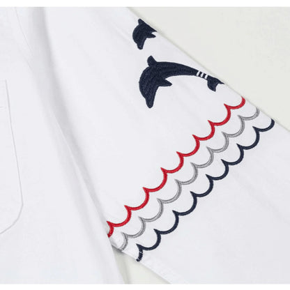 Thom Browne  Spring Summer Men's Embroidered Cotton Shirt