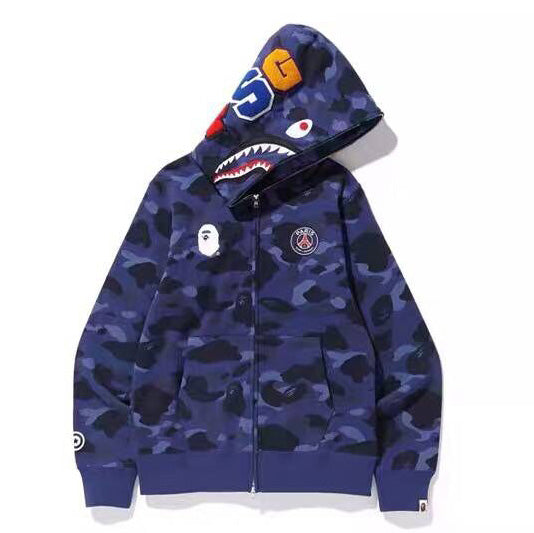 BAPE Navy Blue Camo Shark Hoodie