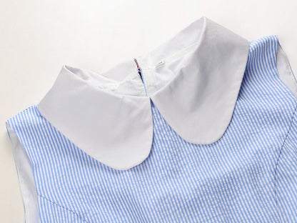 Thom Browne Blue & White Striped Contrast Collar Shirt Dress