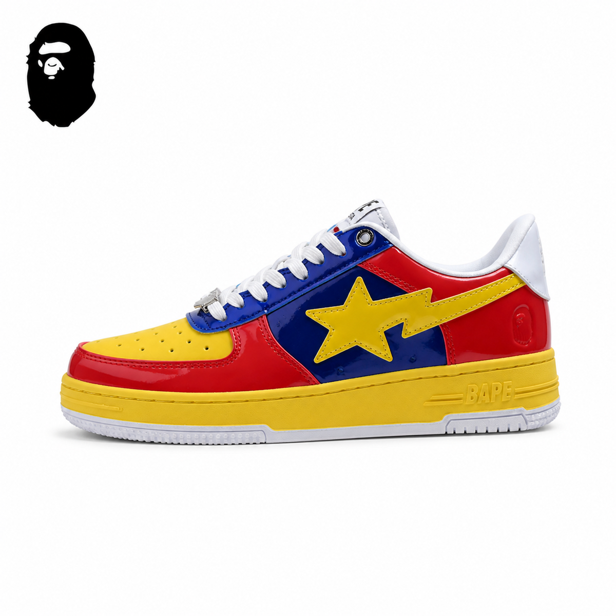 BAPE STA Pastel Multi-Color Sneakers - Red/Yellow/Blue