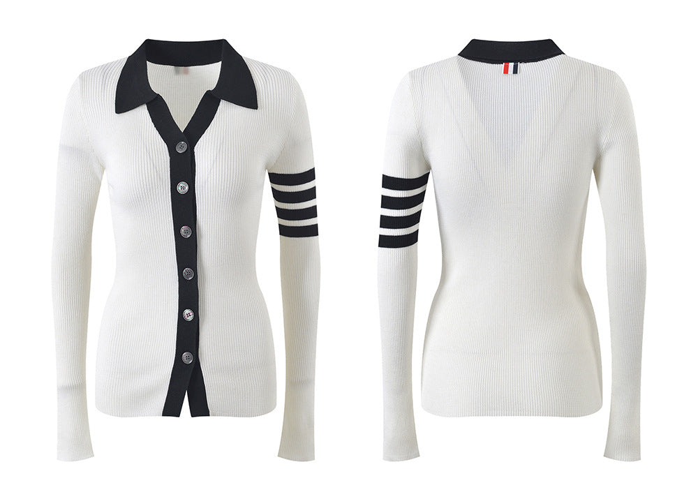 Thom Browne Women's Contrast Lapel Cardigan