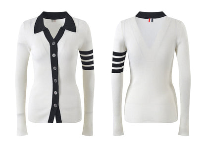 Thom Browne Women's Contrast Lapel Cardigan