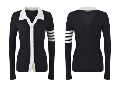 Thom Browne Women's Contrast Lapel Cardigan