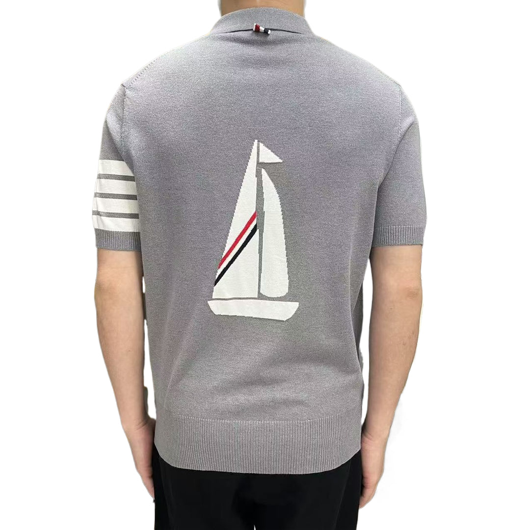 2025 SS  Men's sailboat embroidered POLO short sleeve THOM TREND