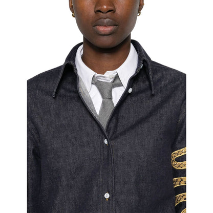 Thom Browne 2025 Spring Summer Snake Embroidered Denim Shirt