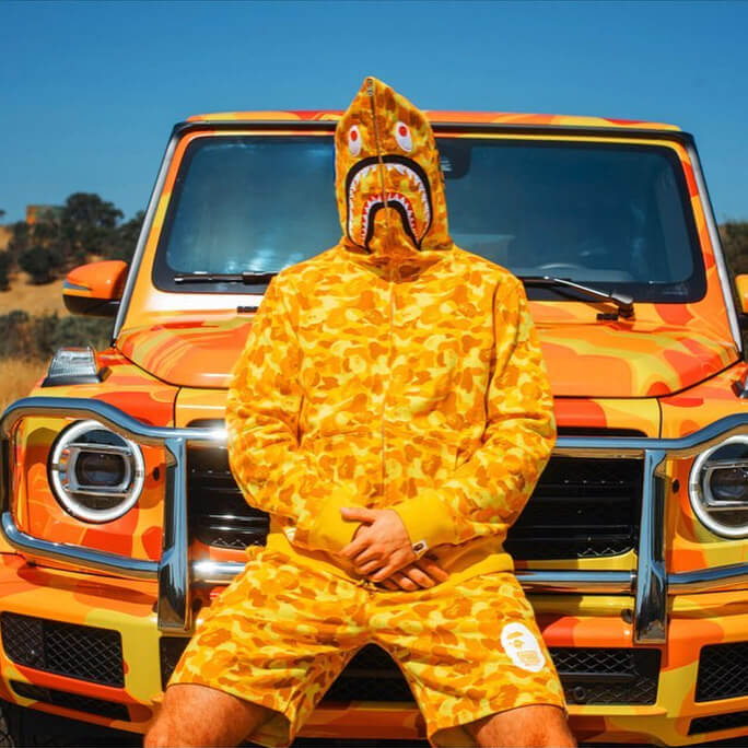 BAPE Orange Camo Shark Hoodie