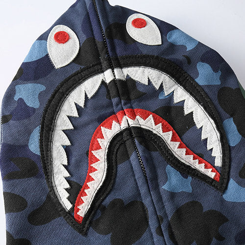 BAPE Navy Blue Camo Shark Hoodie