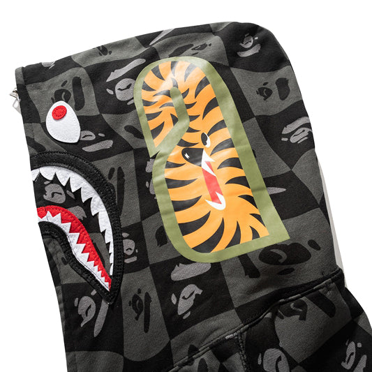 BAPE Black Grey Shark Zip Hoodie