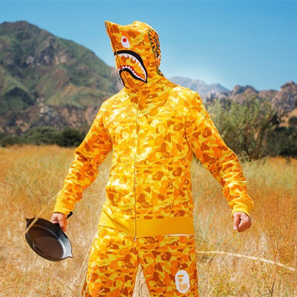 BAPE Orange Camo Shark Hoodie