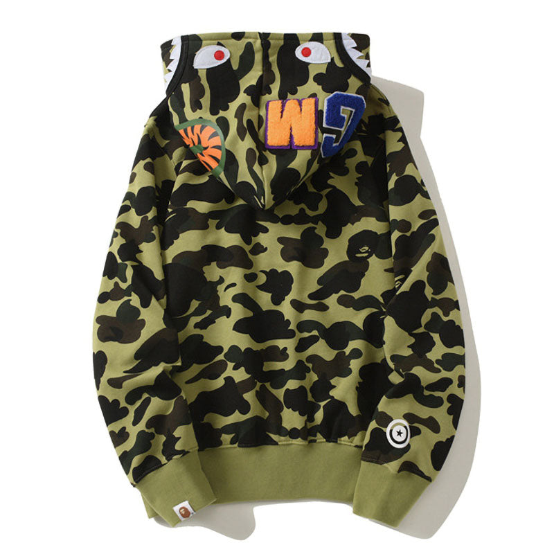 BAPE Green Camo Shark Hoodie