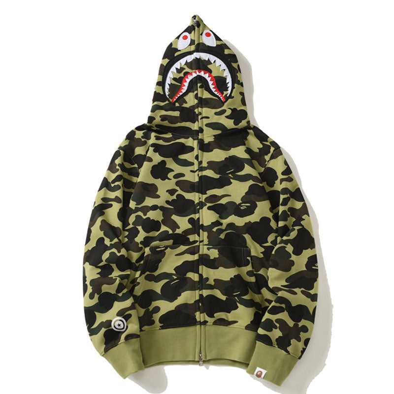 BAPE Green Camo Shark Hoodie