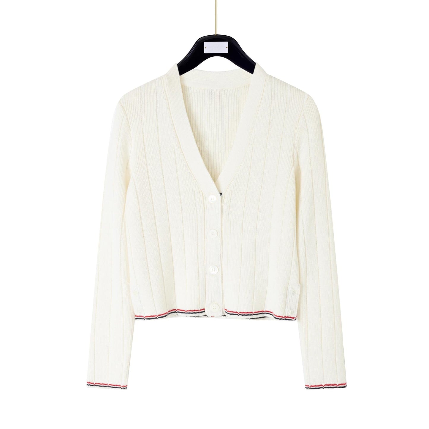 Spring Summer Pure Cotton Contrast Lapel Cardigan
