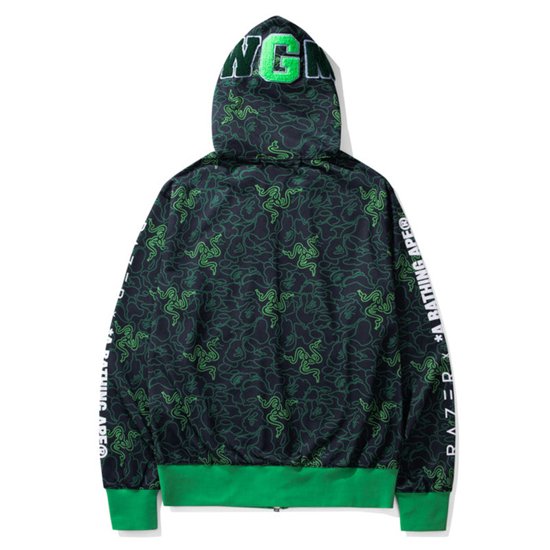 BAPE Green Shark Ape Head Zip Hoodie
