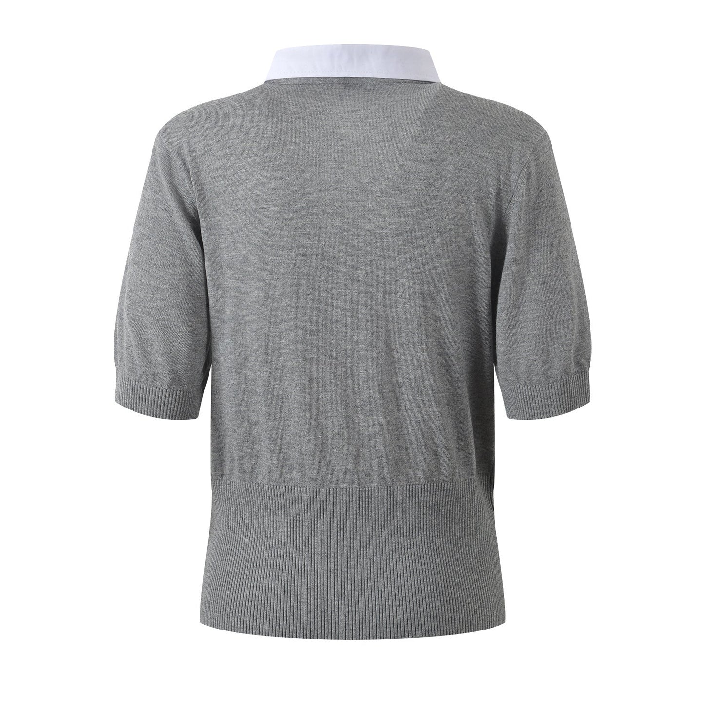 Thom Browne Women's V-Neck Ribbed Knit Short Sleeve Top