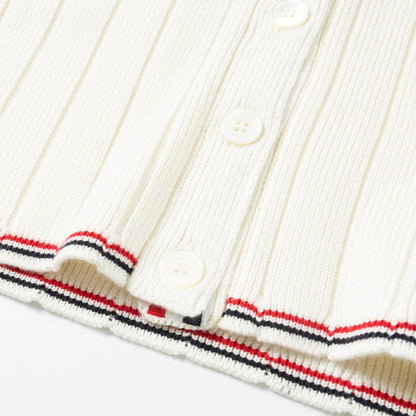 Spring Summer Pure Cotton Contrast Lapel Cardigan