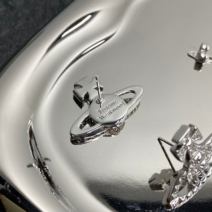 Vivienne Westwood Minimalist Planet & Cross Stud Earrings