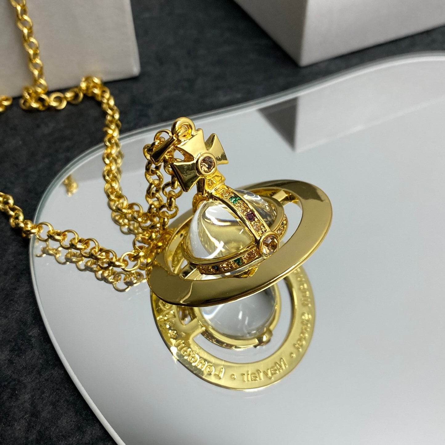 Vivienne Westwood Minimalist Planet Crystal Necklace