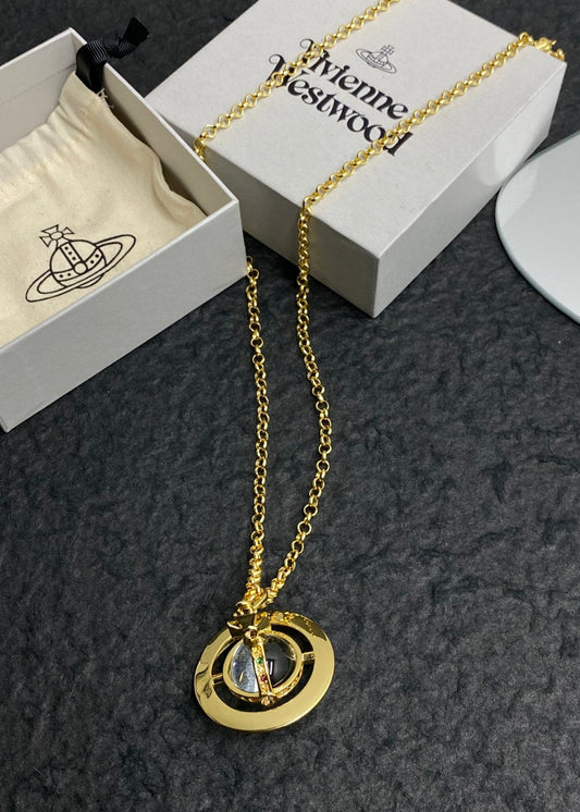 Vivienne Westwood Minimalist Planet Crystal Necklace