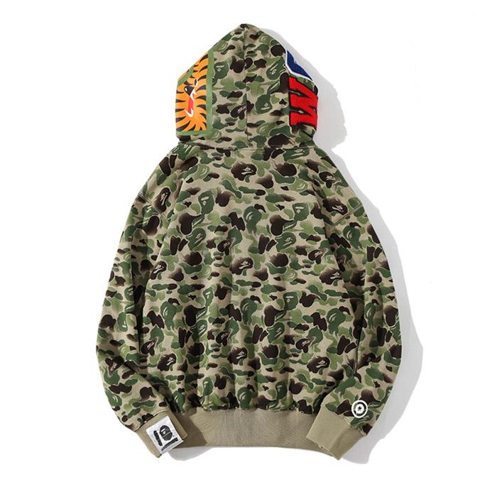 BAPE WGM Camo Shark Hoodie - Green & Grey