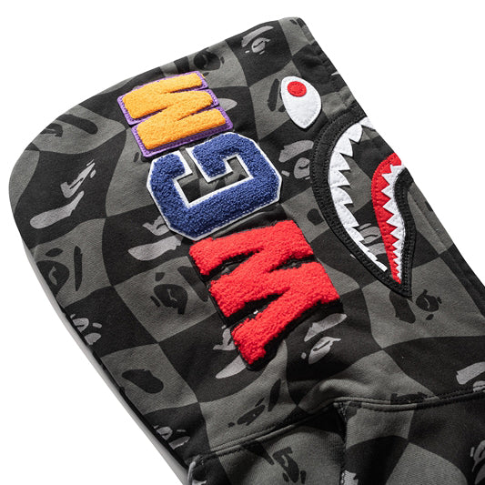 BAPE Black Grey Shark Zip Hoodie