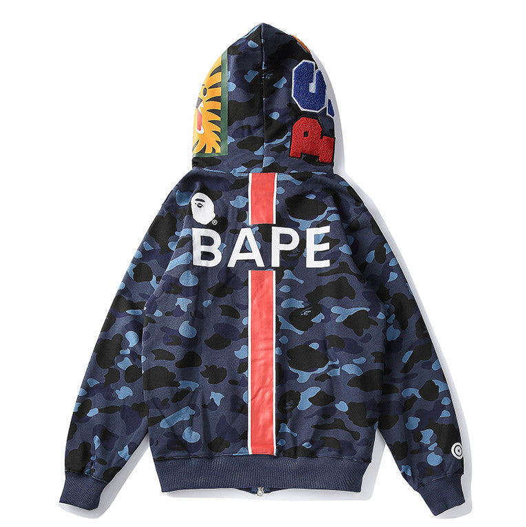 BAPE Navy Blue Camo Shark Hoodie